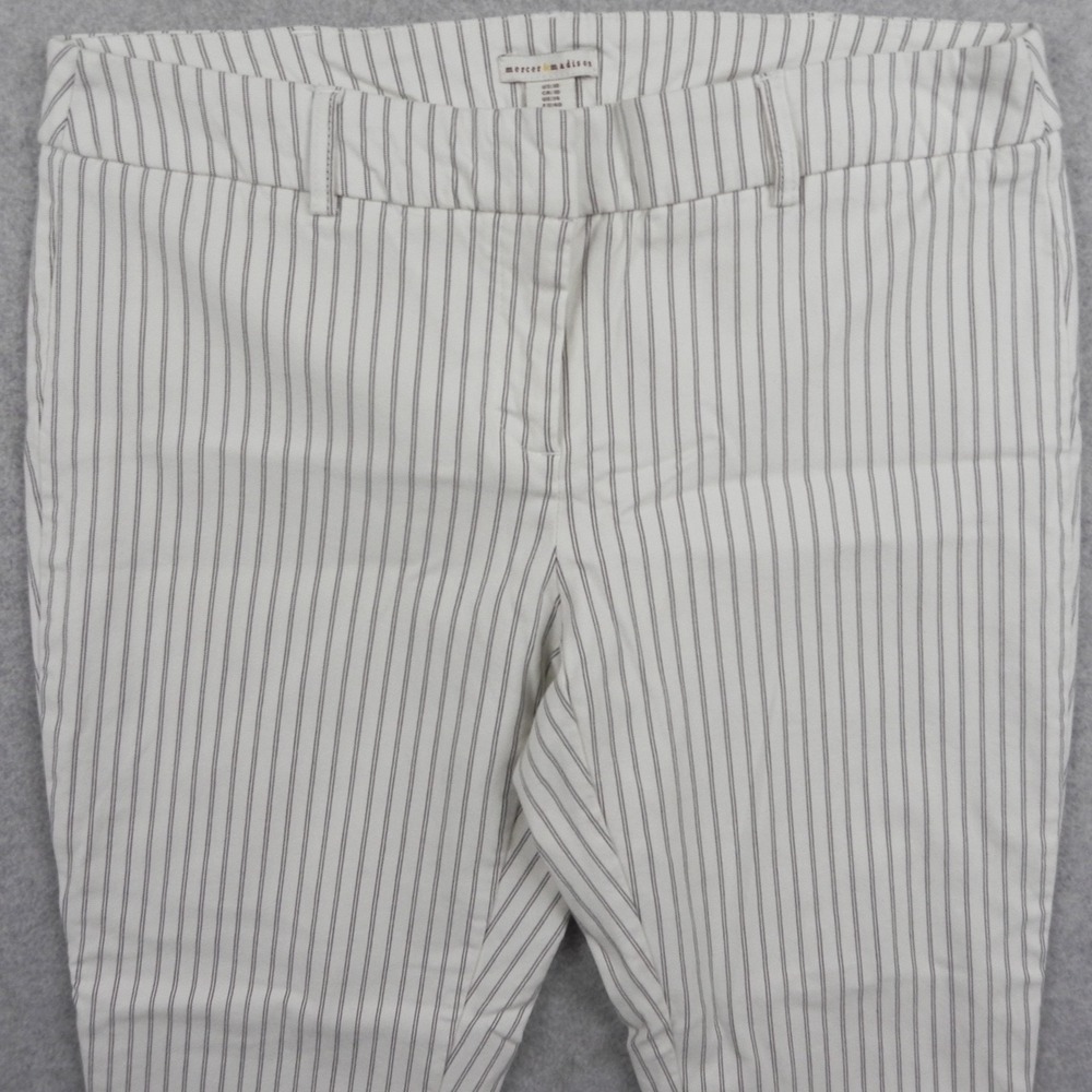 Mercer & Madison Pants Womens 10 Ankle Tapered Slim Leg Stretch White Striped - Picture 2 of 11